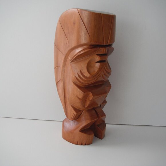 Hand Carved Solid Milo Wood Totem 10" High Maui Hawaii Figure Statue Sculpture - Picture 8 of 9